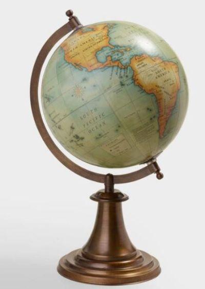 Antique Green Globe With Brass Stand