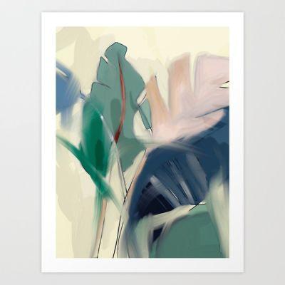 abstract pastel leaves 3 Art Print