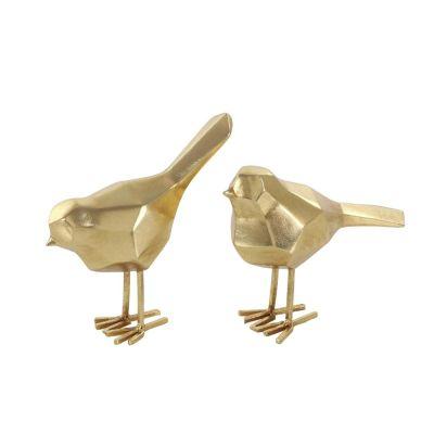 Geometric Bird Decorative Sculptures in Gold