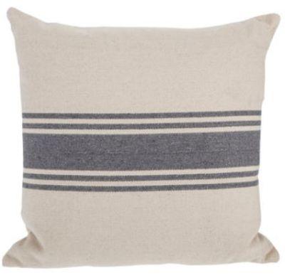 Cream and Gray Striped Pillow With Insert-20"x20"