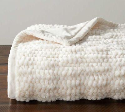 Faux Fur Ivory Honeycomb Throw