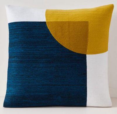 Crewel Overlapping Shapes Pillow Cover With Insert-18"x18"