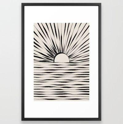 Minimal Sunrise Sunset Framed Art Print with frame 24" x 36"