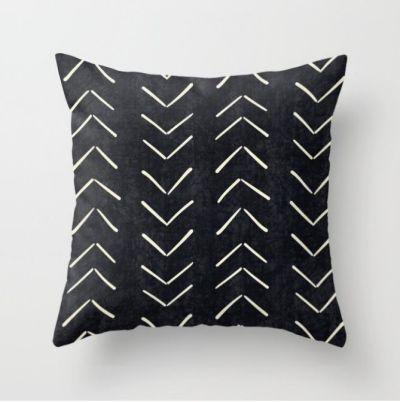 Mudcloth Big Arrows in Black and White Throw Pillow With Insert-20"x20"