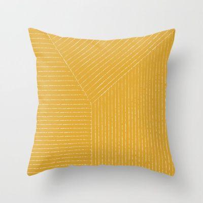 Lines Yellow Throw Pillow With Insert-20"x20"