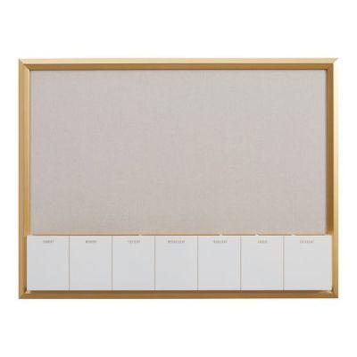 Pinboard With Dry Erase Calendar Cubby GoldLinen