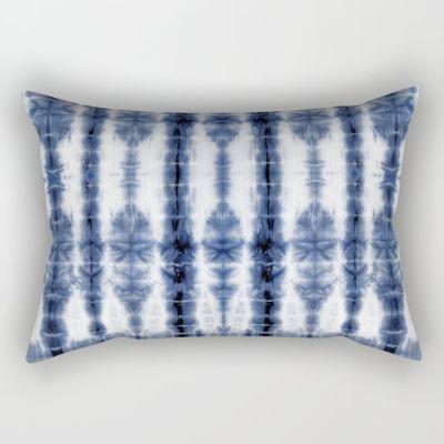 Tiki Shibori Blue Rectangular Pillow With Insert-17"x12"