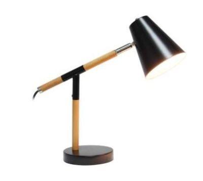 Simple Designs Black and Wood Adjustable Desk Lamp