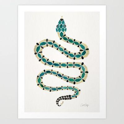 Emerald and Gold Serpent Art Print