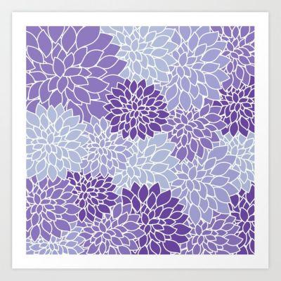 Ultra Violet Lavender Dahlias Art Print