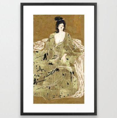 Oriental in gold Framed Art Print with frame 24" x 36"