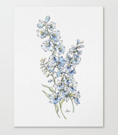 Blue Delphinium Flowers Canvas Print