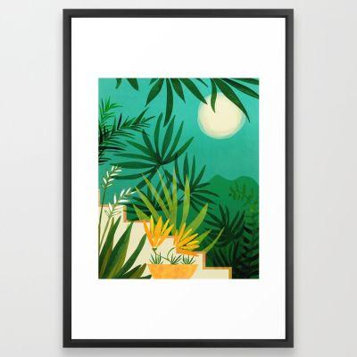 Exotic Garden Nightscape Tropical Night Series Framed Art Print