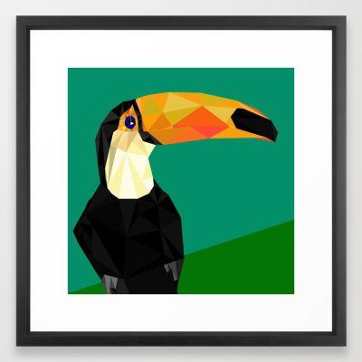 Toucan Bird artwork Geometric Tropical birds Brazil Framed Art Print