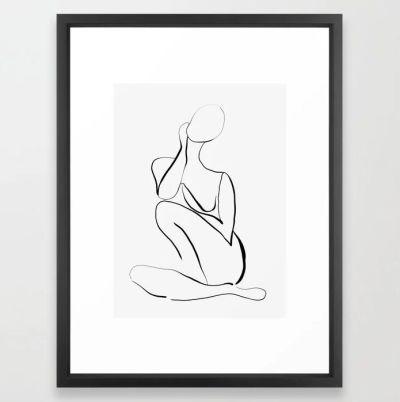 Female Figure Line Art Framed Art Print