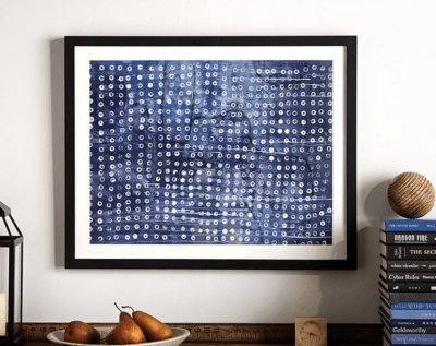 Abstract Indigo Dots Framed Print