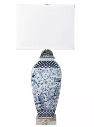 Table Lamp Blue Hand Painted Ceramic