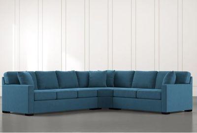 Alder Teal 3 Piece Sectional with Right Arm Facing Loveseat