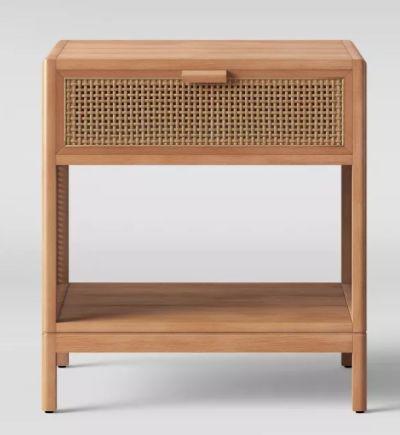 Minsmere Caned Accent Table with Drawer Natural Brown Opalhouse
