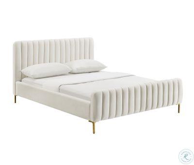 Angela Cream Upholstered Panel Bed- King