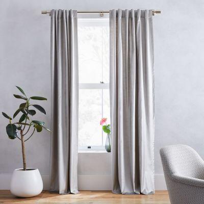 Luster Velvet Curtain with Cotton Lining - Platinum