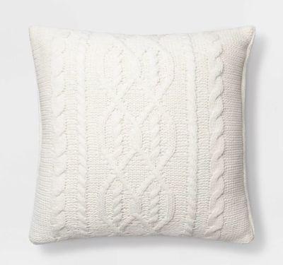 Cable Knit Chenille Throw Pillow With Insert-24"x24"