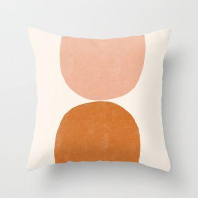 Terracotta Mid Century Modern Abstract Throw Pillow With Insert-20"X20"