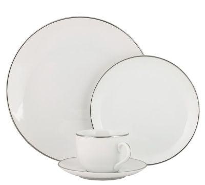 Metallic Rim Coupe Porcelain 24 Piece Dinnerware Set