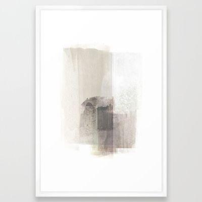 Beige and Brown Minimalist Abstract Painting Art Print with Frame 24" x 36"
