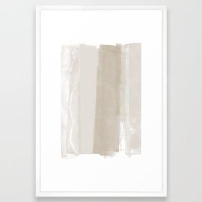 Beige Ombre Minimalist Abstract Painting Art Print with Frame 24" x 36"