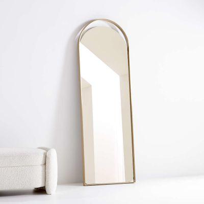 Aosta Brass Arch Cutout Floor Mirror