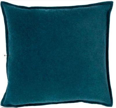 Cotton Velvet Pillow in Teal With Polyester Insert-22"x22"