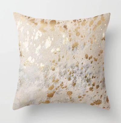 Gold Hide Print Metallic Throw Pillow With Insert-20"x20"