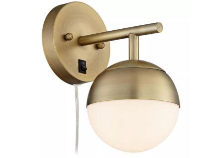 Antique Brass Frosted Glass Globe Sconce