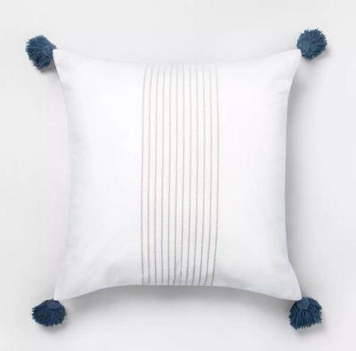 Center Stripes Tassel Throw Pillow With Insert-18"x18"