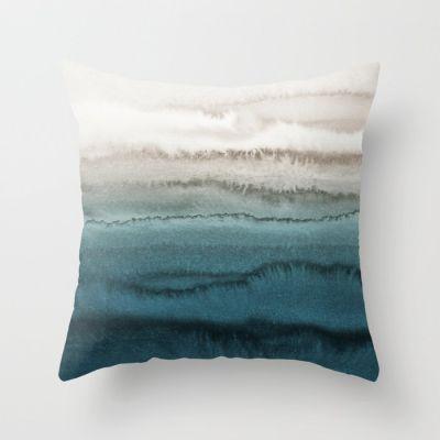 Within The Tides Crashing Waves Teal Throw Pillow With Insert-18"X18"