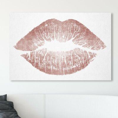 Fashion and Glam Rose Gold Solid Kiss Lips Unframed-36"x54"