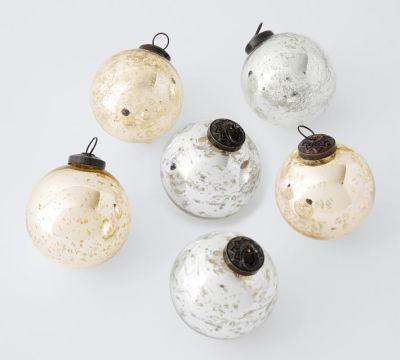 Mercury Glass Ball Ornaments Gold