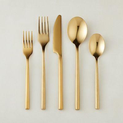 20 PIECE RUSH BRUSHED GOLD FLATWARE SET(large fork)