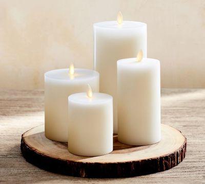 Premium Flickering Flameless Wax Pillar Candles Set of 4