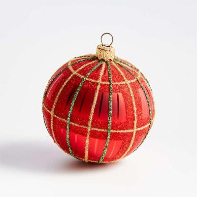 Glitter Plaid Ball Ornaments