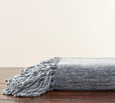 Chenille Hand-Knotted Fringe Throw
