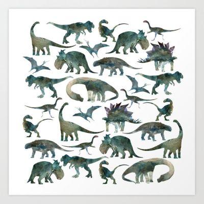 Dinosaur Pattern Art Print Unframed