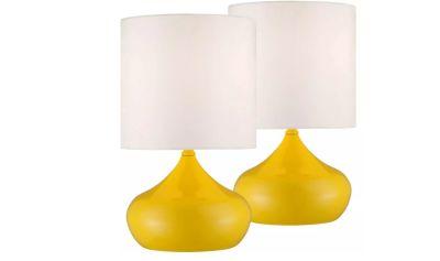 360 Lamps Canary Yellow Droplet White Drum Shade
