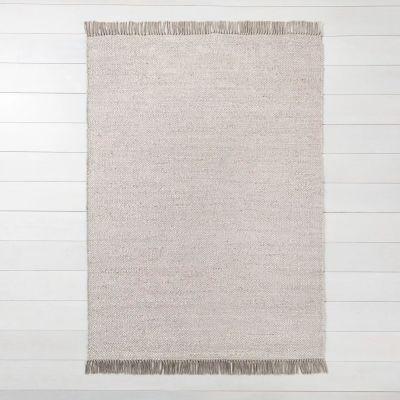 Bleached Jute Rug with Fringe Gray