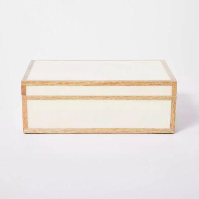 Decorative Wood Edge Trim Box with Resin Inlay Ivory