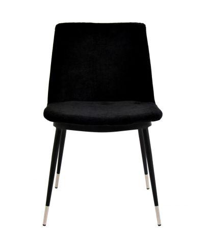 Evora Black Velvet Chair Silver Legs Set of 2