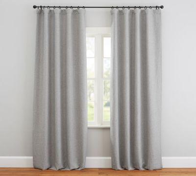 Custom Belgian Flax Linen Rod Pocket Curtain Chambray Gray