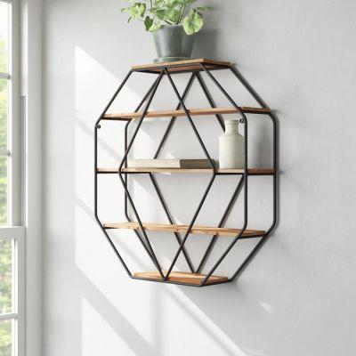 Kennesaw Five Piece Hexagon Solid Wood Floating Shelf