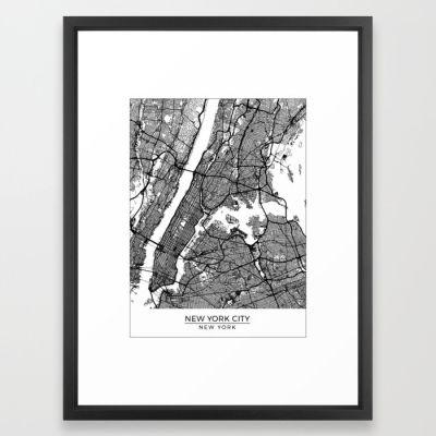 New York City New York Map Art Art Print With Frame